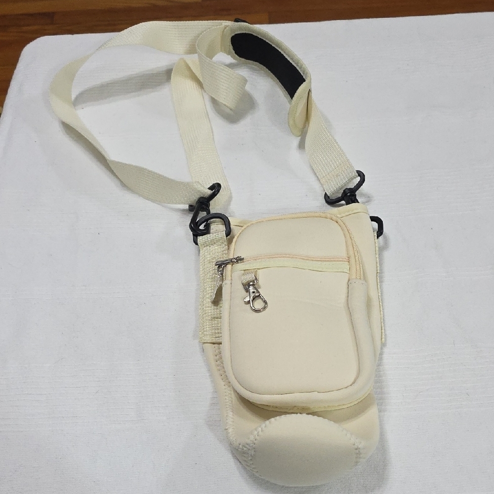 Unbranded "Stanley" Style Cup Holder Carrier Cream Adj. Strap Pouch Straw Cover